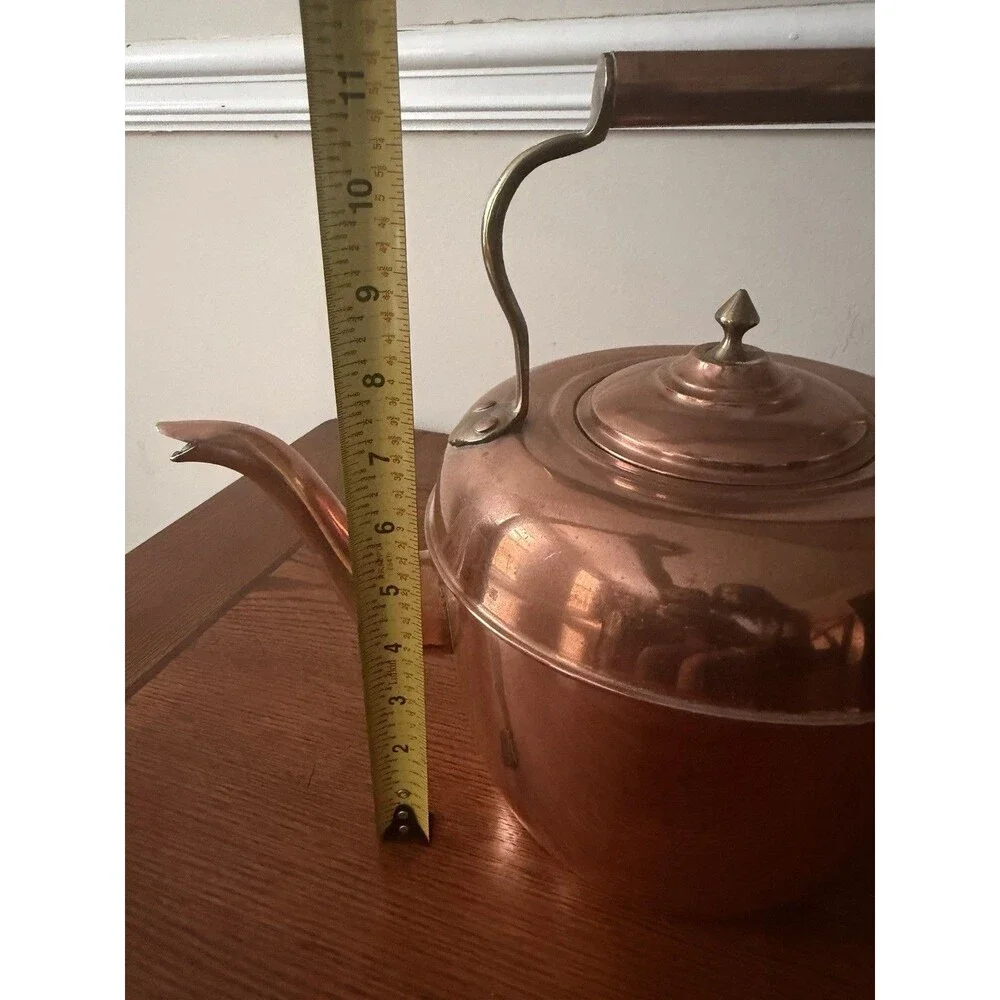 Antique Copper & Brass Large Coffee Tea Pot Kettle Brewing Teapot